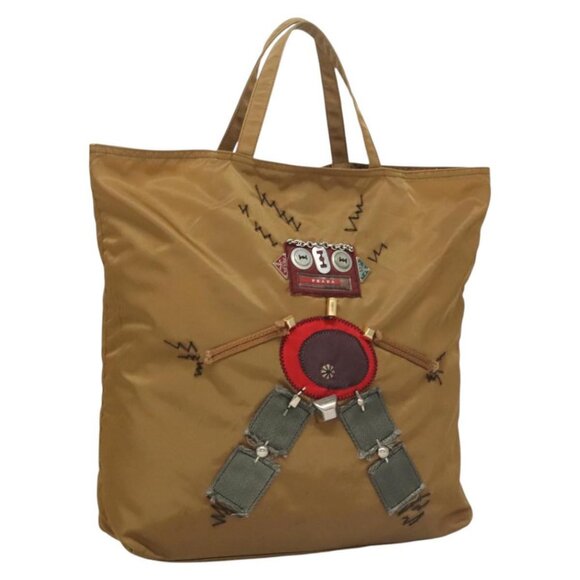 PRADA Tote Bag Nylon Khaki Silver Auth - Picture 2 of 16